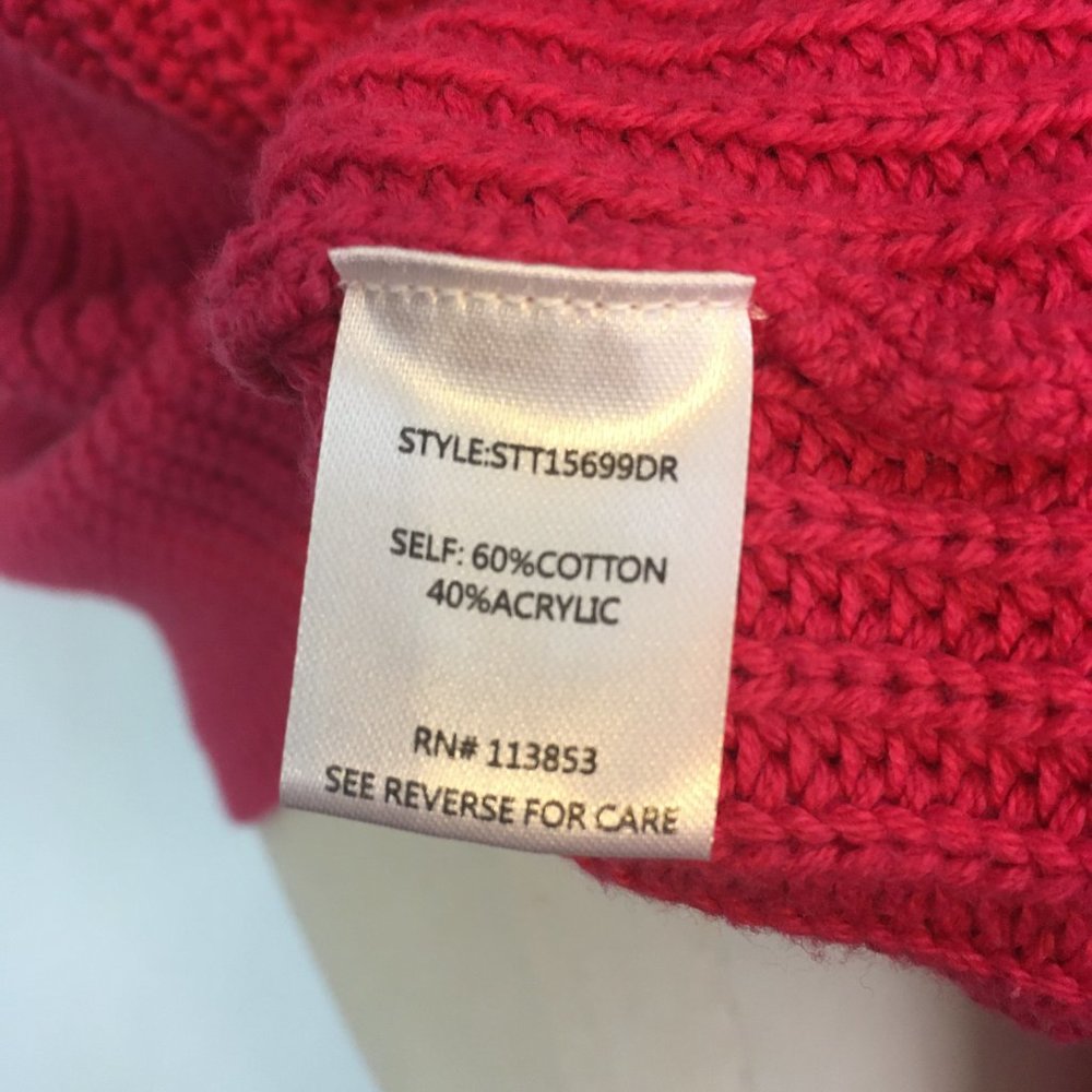 Sugar+Lips Pink Red Oversized Loose‎ Sleeves Pullover Turtleneck Sweater, S - Picture 8 of 10